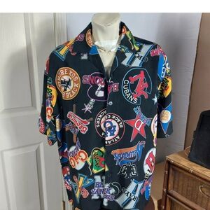 Vintage J-Head Negro Baseball League AOP Short Sleeve Button Up Size XL